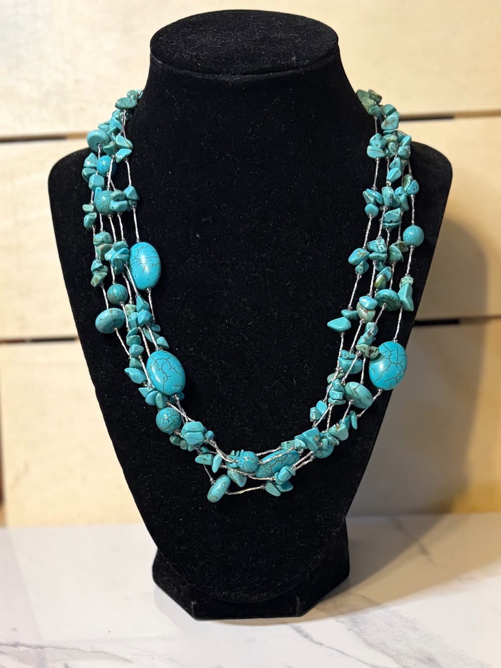 Turquoise Multi-Strand Beaded Necklace - Women Jewelry